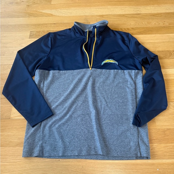 Los Angeles Chargers Antigua 1/4 Zip Pullover Jacket - Men's Medium - Blue/Gray - Picture 4 of 7
